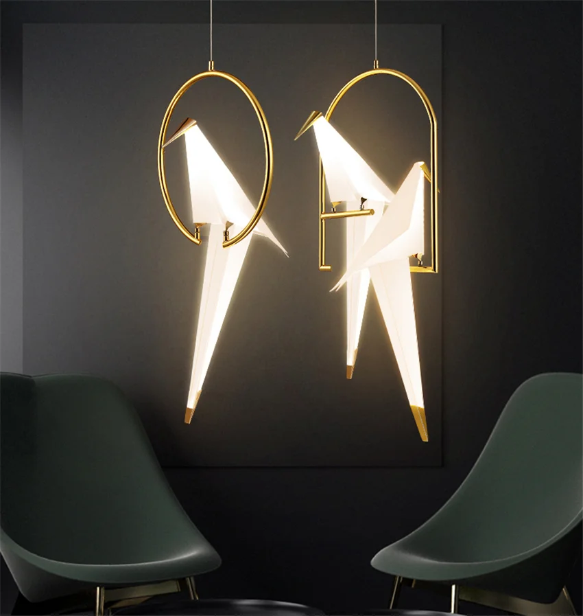 Современный бумажный журавль светодиодный металлический кулон светильники Лофт гостиная столовая спальня птица дизайн подвесной