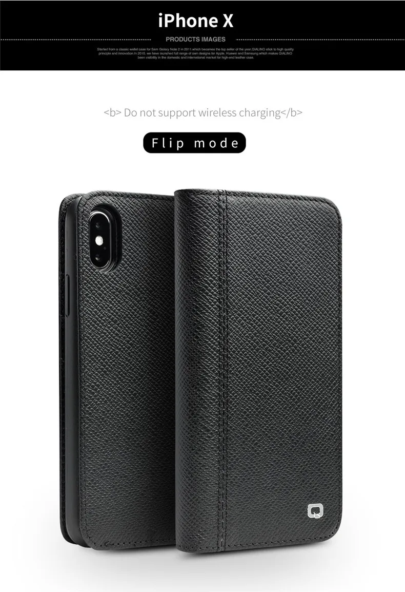 clear phone cases QIALINO Genuine Leather Bìa cho iPhone X Khe Cắm Thẻ Lật Thông Minh ngủ wakeup hấp phụ Từ Trường Hợp đối với iPhoneX 5.8 inc pela cases