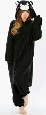 Унисекс взрослый черный Кумамото медведь Кумамон Onesie Пижама для вечеринки костюм косплей