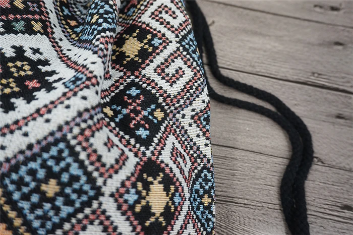 2022 Women Fabric Backpack Female Gypsy Bohemian Boho Chic Aztec Ibiza Tribal Ethnic Cottage Soft Brown Drawstring Rucksack Bags