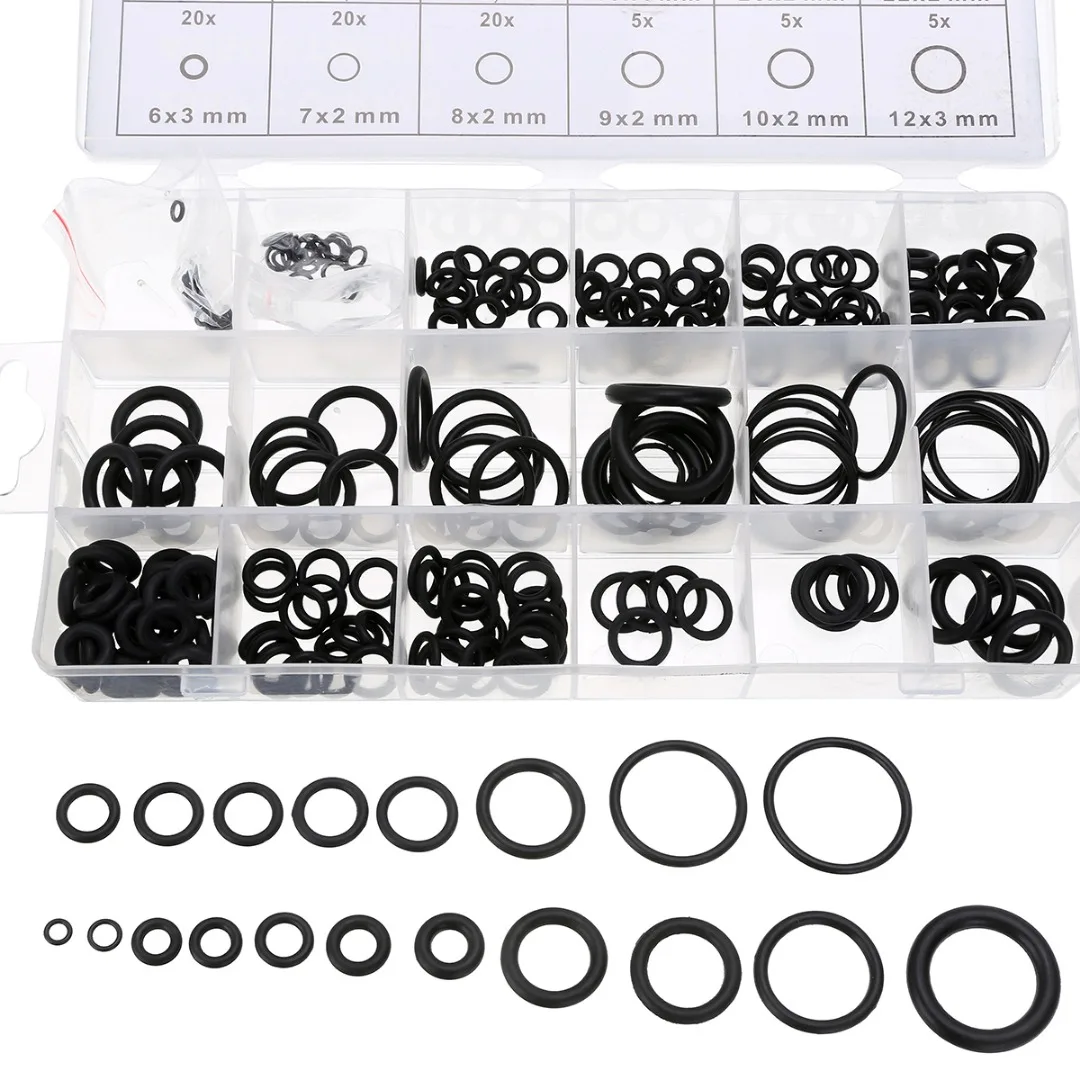 225x Rubber O Ring O-Ring Washer Seals Gasket Assortment Black for Car 18 Sizes