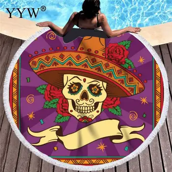 

Cool Skull Printed Large Beach Towel Picnic Beach+Towels Microfiber Towel Swim Bath Towel Strandlaken Serviette Toalla Playa