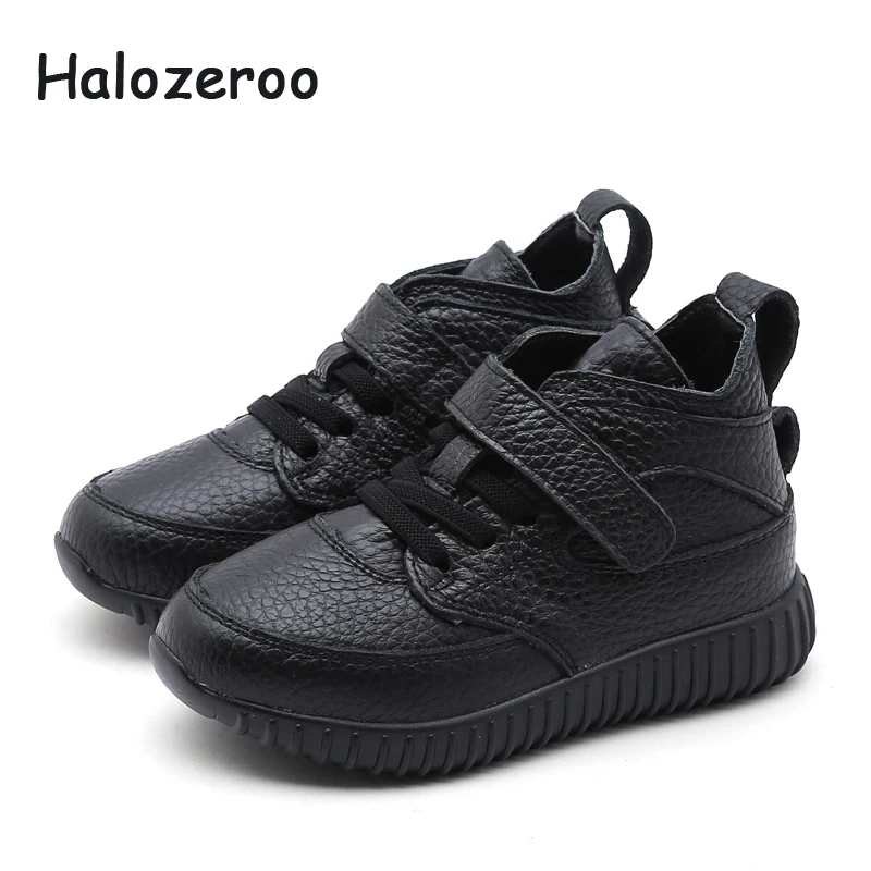 

Spring New Children Genuine Leather Sneakers Kids Casual Shoes Baby Girls Fashion Sport Sneakers Boys Black Soft Shoes Trainer