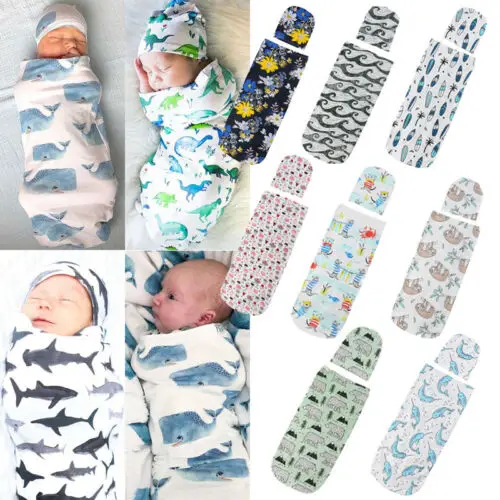 Спальные мешки для новорожденных; милое Пеленальное Одеяло; пеленка для сна; муслиновая накидка+ шапочка; 2 шт
