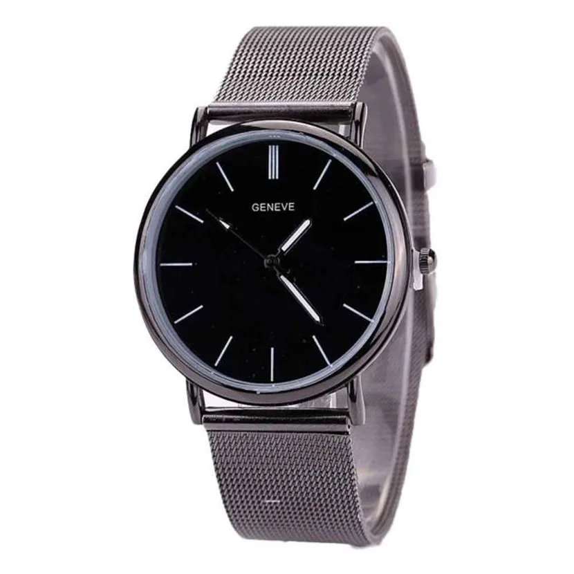 

2018 New Arrival Fashionable Woman and Man's Black Watches Lovers Metal Mesh Band Quartz Wrist Watch relogio feminino