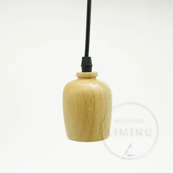 

Vintage Pendant Light Oak Wood Wooden Retro Lamp 100cm Color Wire E27 Socket Wood Lampholder Hanging Light Fixture No Bulbs