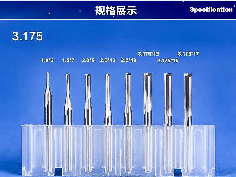 1 шт. 3,175 мм SHK две флейты прямые резные инструменты Двойные Флейты ЧПУ фрезы прямые гравировальные фрезы