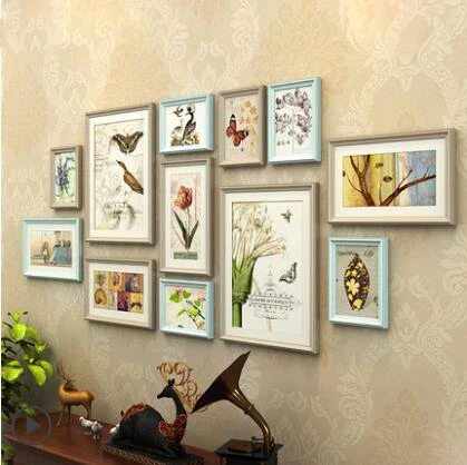12pcs Pine Wood Photo Frame Combo Wooden Picture Frames Picture Frame Set Home Office Coffee Salon Wall Decorations - Цвет: As picture show