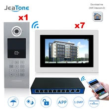 7 ”Touch Screen WIFI IP Telefone Video Da Porta Intercom + Switch POE 7 Pisos de Suporte do Sistema de Controle de Acesso Ao Edifício senha/Cartão IC