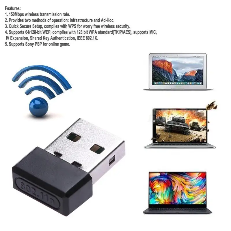 150 Мб/с беспроводной адаптер USB 2,0 WiFi беспроводная сетевая карта LAN адаптер