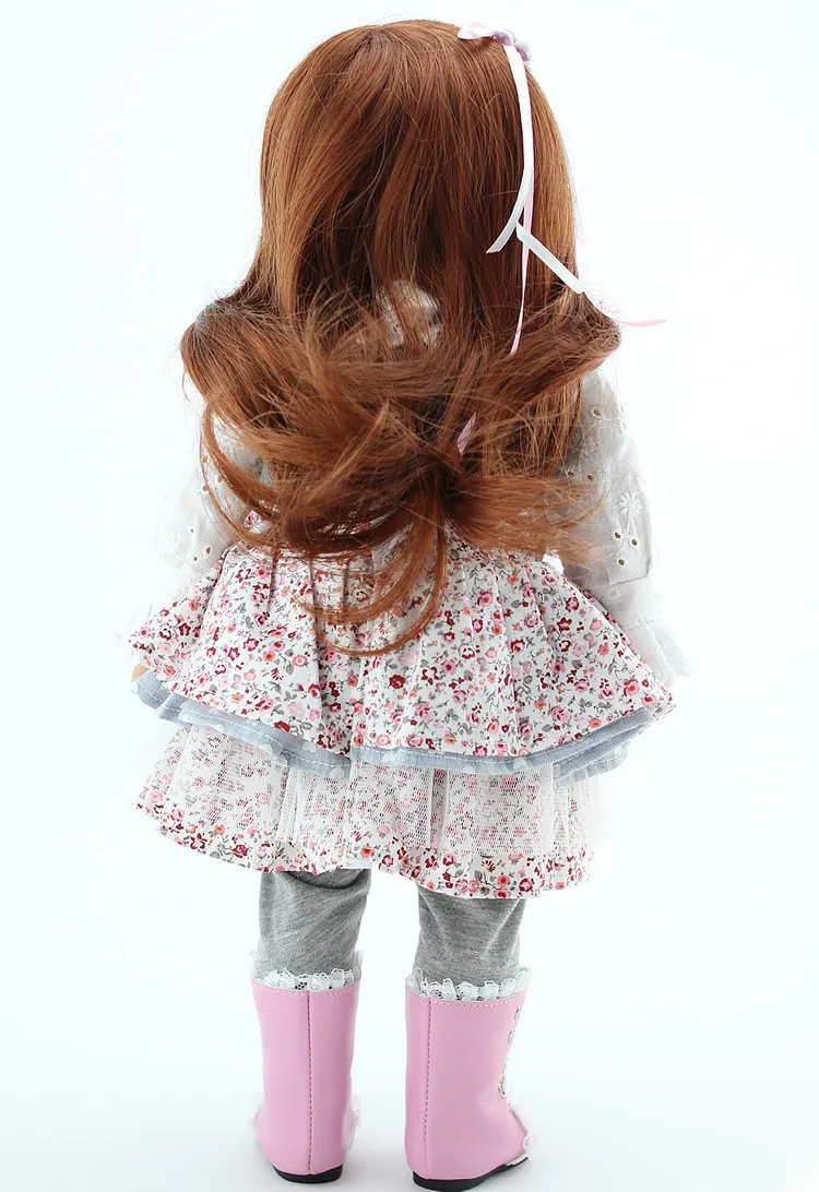 Американская принцесса 18 ''45 см девочка кукла коричневый длинные волосы милый комплект одежды Reborn ручной работы винил Новорожденный ребенок кукольный подарок для девочек