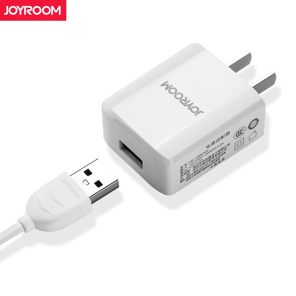 Beste Joyroom ONS Plug Mobiele Telefoon Reislader met Kabel 2A Snelle USB Lader Power Adapter Voor iphone X Xiaomi Android Charger