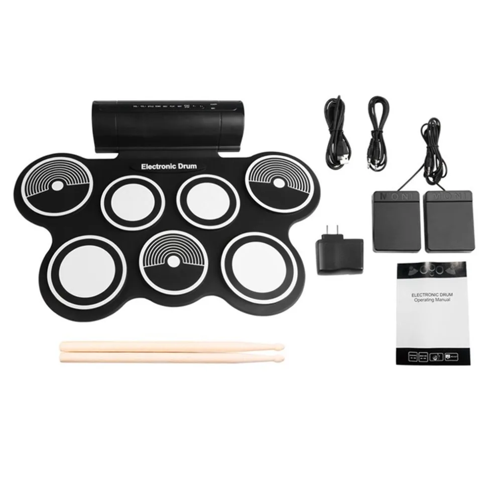 W759 Portable Roll Up Electronic Drum Digital USB Desktop Musical Instrument Hi-hat And Snare Drum Pads For Kids Adults