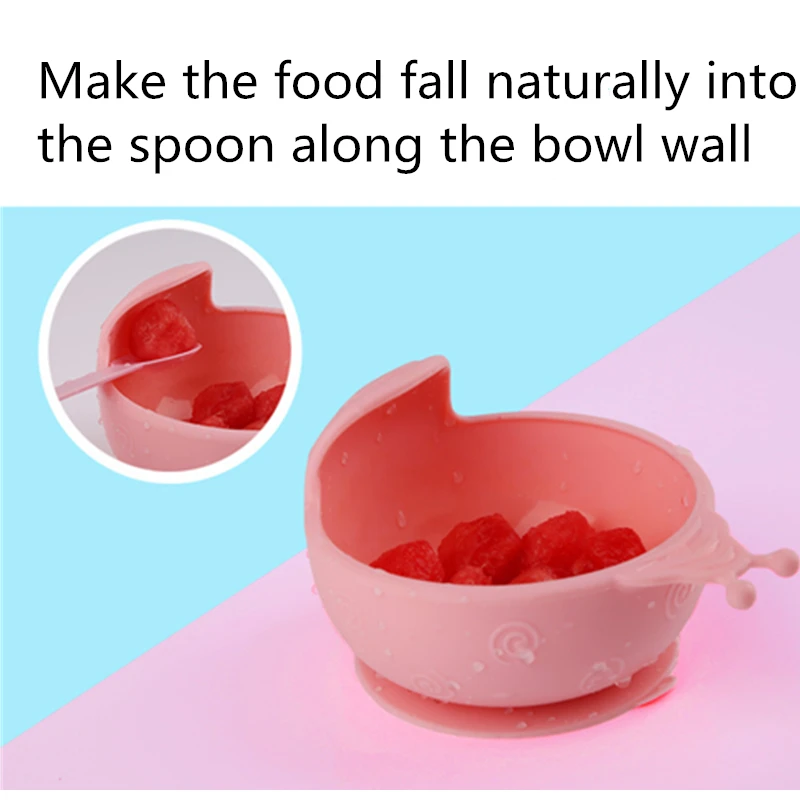 Baby Bowl With Suction Cup 100% Silicone Children Tableware Snail baby Feeding Dishes Kids plate Non Fragile Training bowl