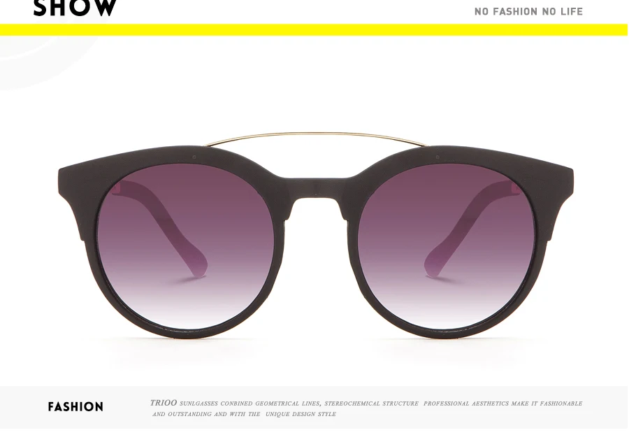 TRIOO мужские солнцезащитные очки унисекс Круглые ретро дизайнерские оттенки матовая черная оправа очки «Lunette» новые трендовые градиентные солнцезащитные очки
