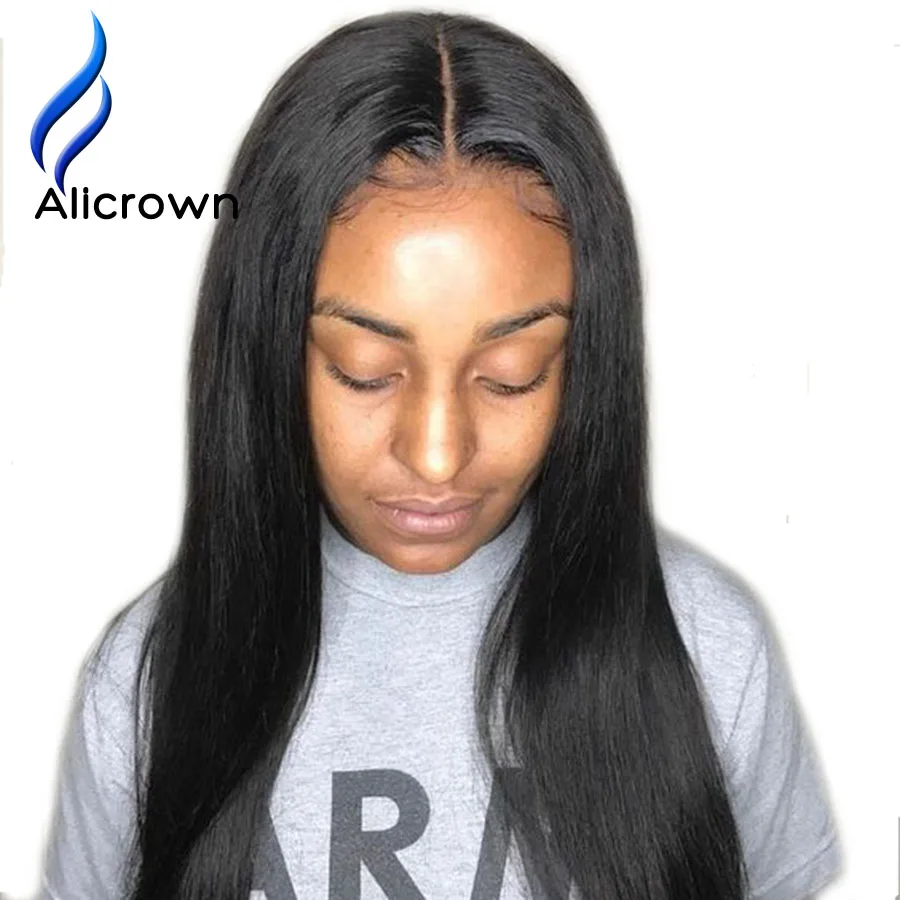 

ALICROWN 13*6 Deep Part Lace Front Human Hair Wigs Pre-Plucked 180% Density Brazilian Remy Straight Lace Wigs With Baby Hair