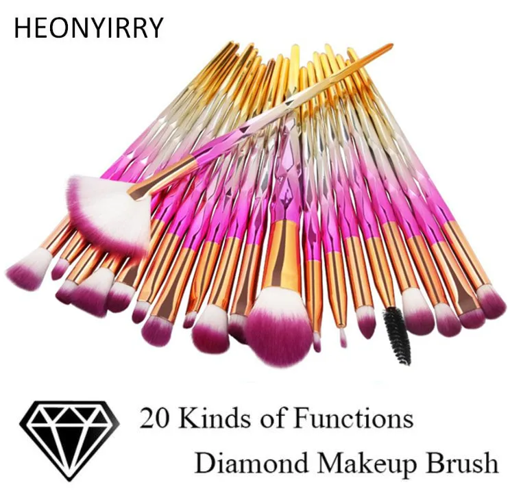 

20Pcs Pro Crystal Diamond Makeup Brushes Eye shadow Makeup Brushes Powder Foundation Blush Blending Lip Brush Beauty Tool Kit