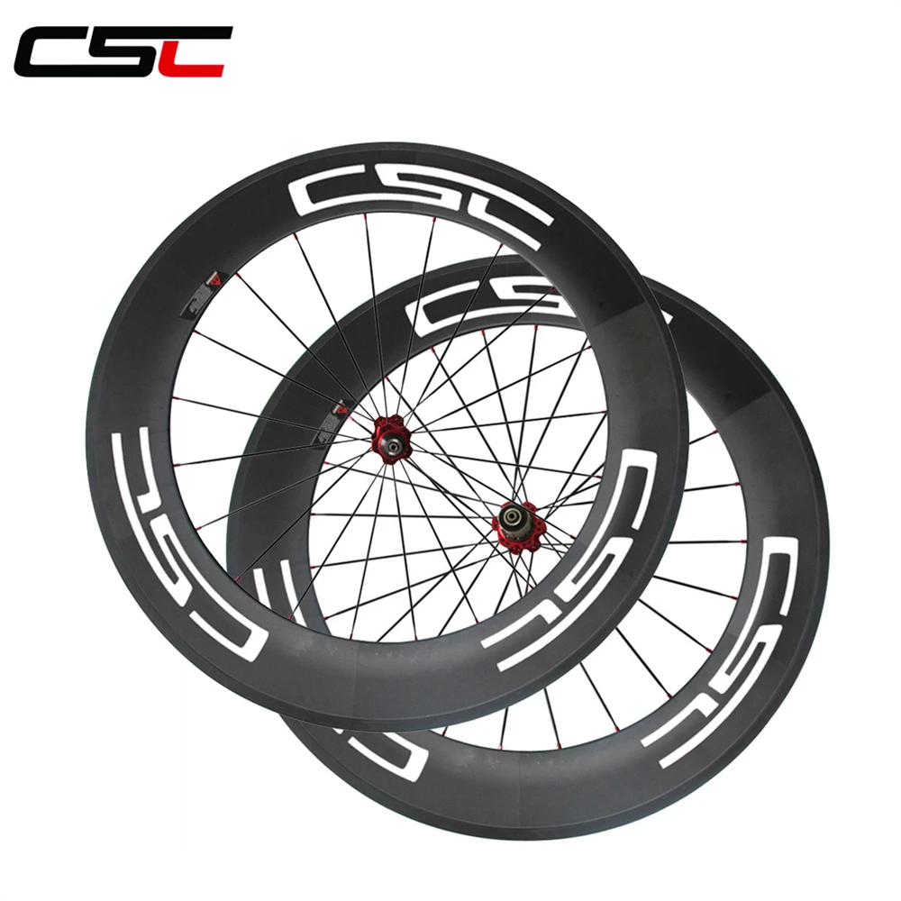 Clearance CSC carbon bike wheels  700C 88mm clincher bicycle wheelset  23mm  width pillar 1420 spokes SAPIN CX ray 1