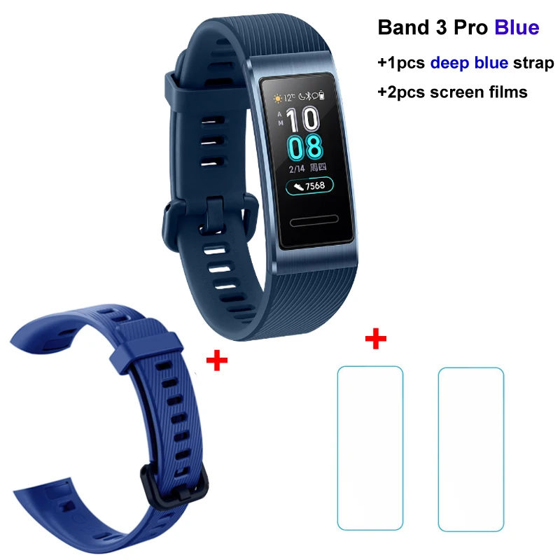 huawei Band 3 Pro Smartband gps металлическая рамка Amoled полноцветный дисплей сенсорный экран Датчик сердечного ритма датчик сна - Цвет: blue n deep Blue n f