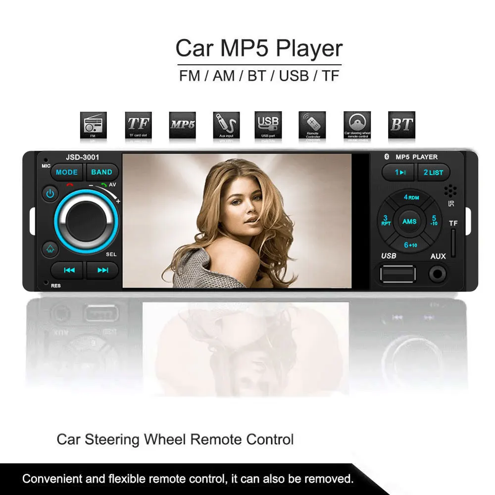 

Remote Control Car Stereo Bluetooth Mp5 Am Fm Car Player Auto Radio 4.1 Inch Tft 1080p Touchscreen In-dash Radio Wireless