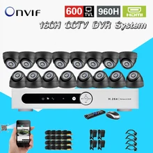 TEATE 600TVL16pc indoor dome câmera de segurança CCTV kit 16 canais H.264 DVR IR à prova de intempéries de vigilância CCTV sistema de vídeo CK-218