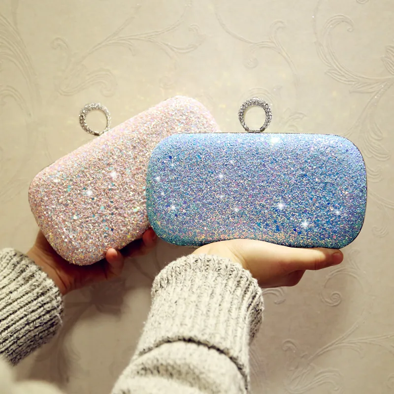 

Luxury Handbags Women Bags Designer Ladies Clutch Small Sequined Bling Bling Prom Evening Party Cocktail Bags For Women 2019