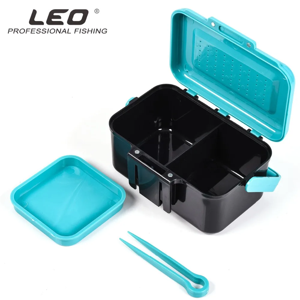 13*9*6.5cm Fishing Box Lid Bait Box with Interlayer& Tweezer