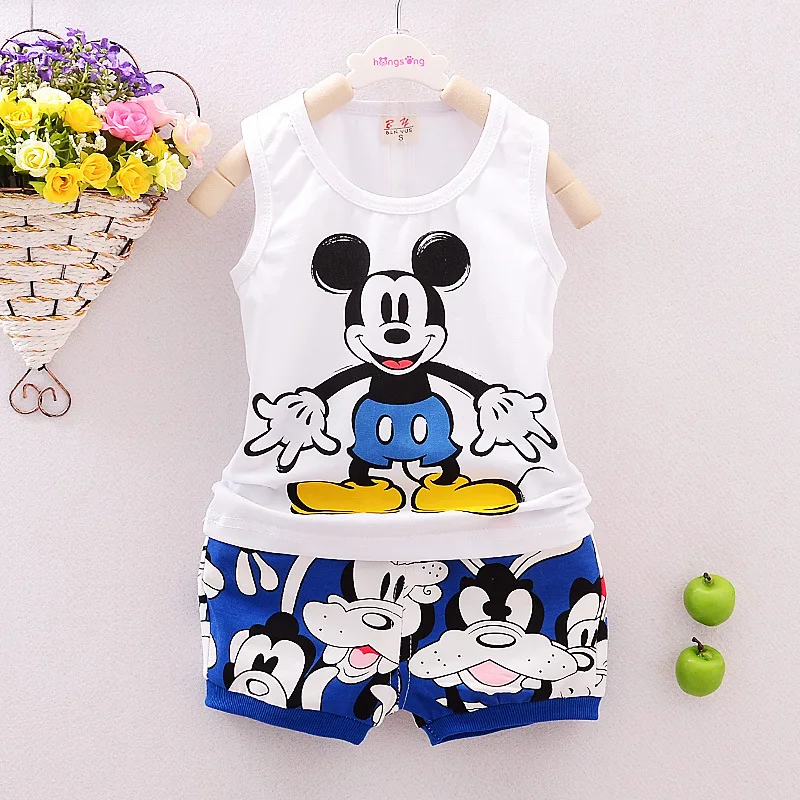 

2PCS Suit Baby Boy Clothes Mouse Vest+shorts Cotton Children Clothing Shirts for Boys Sport Suit Baby Kids Clothes 1 2 3 4 Year