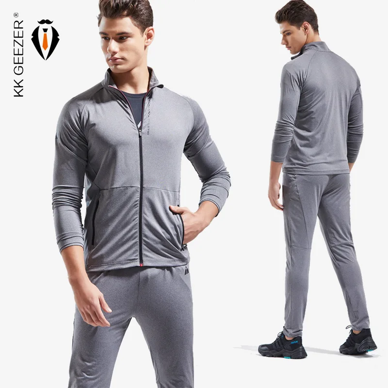 

Men Jacket Sets Autumn Sportswear High Quality Sweatshirts Zipper Fitness Overcoat Breathable Jacket Outerwear (Jacket+Pants )
