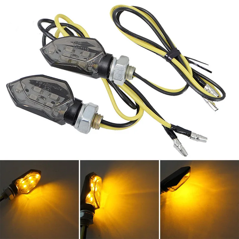 

2pcs Mini Motorcycle 5 SMD LED Smoke Lens Turn Signal Indicator Light Blinker Amber Lamp for Honda Suzuki Kawasaki KTM