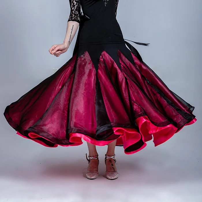 Бальное платье для танцев, юбки для женщин, принтованный вальс, стандартный танец, танго, тренировочная одежда, большой подол, фламенко, одежда для выступлений DL3873 - Цвет: Only skirt