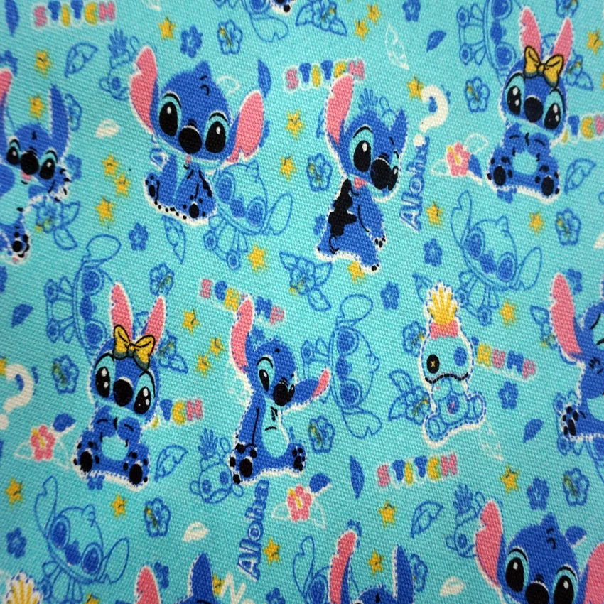 

90*143cm patchwork Canvas fabric cartoon Lilo & Stitch cotton fabric for Tissue Kids bag shoe DIY handmade materials