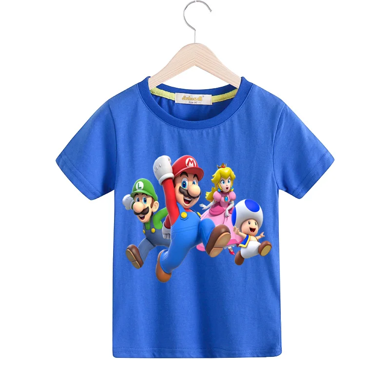 Boys Girls Child Cartoon Mario T-shirts Summer Short Sleeve Tees Top Costume Kids 100%Cotton T Shirt Baby Tshirts Clothes TX150 (5)