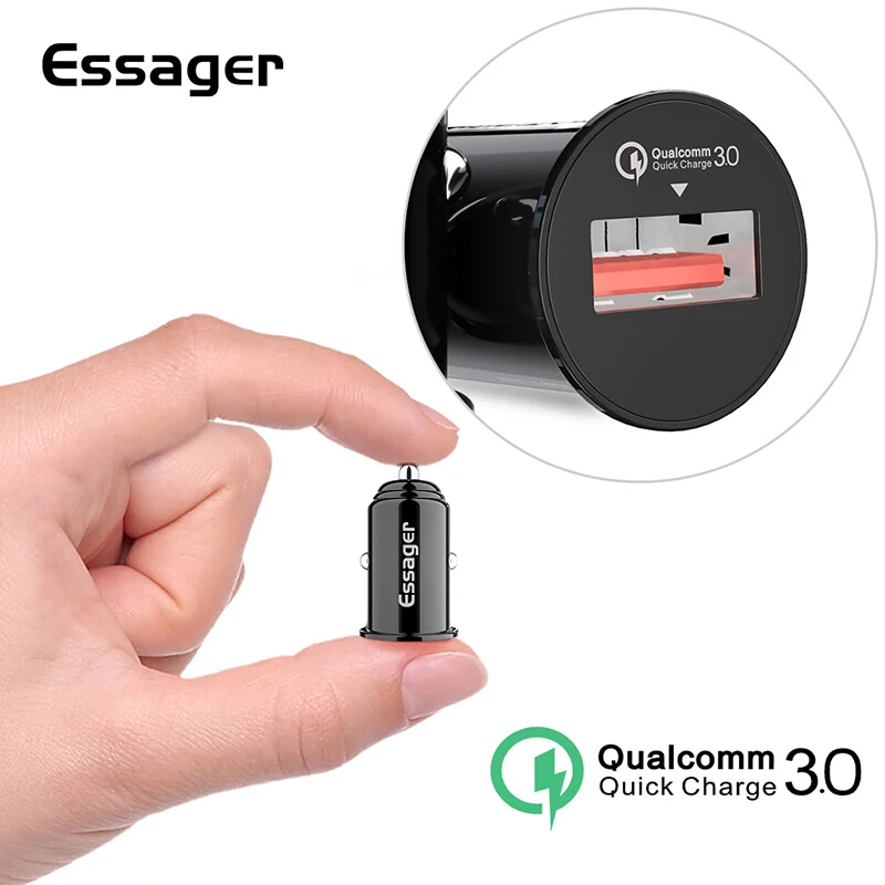 

Essager Mini Car Charger Quick Charge 3.0 For iPhone Samsung Xiaomi Fast Car Charging Adapter QC 3.0 QC3.0 Mobile Phone Charger