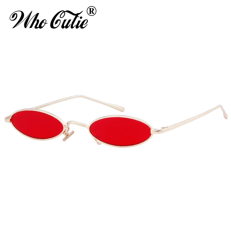 

WHO CUTIE 2018 Red Small Oval Sunglasses 90S Men Women Brand Designer Fashion Pink Yellow Sun Glasses Vintage Retro Shades 512B
