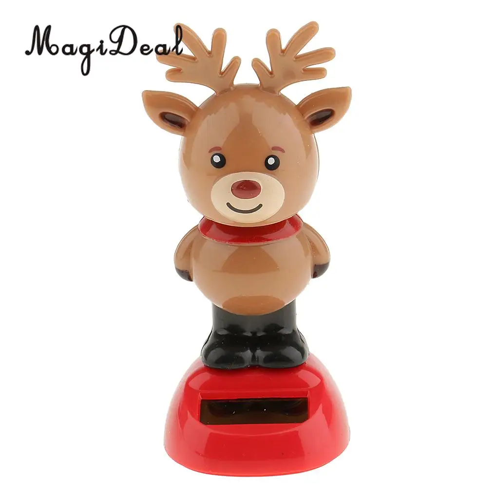 2pcs Solar Powered Snowman Elk Dancing Figurine Home Car Ornament Kids Toy Christmas Gifts