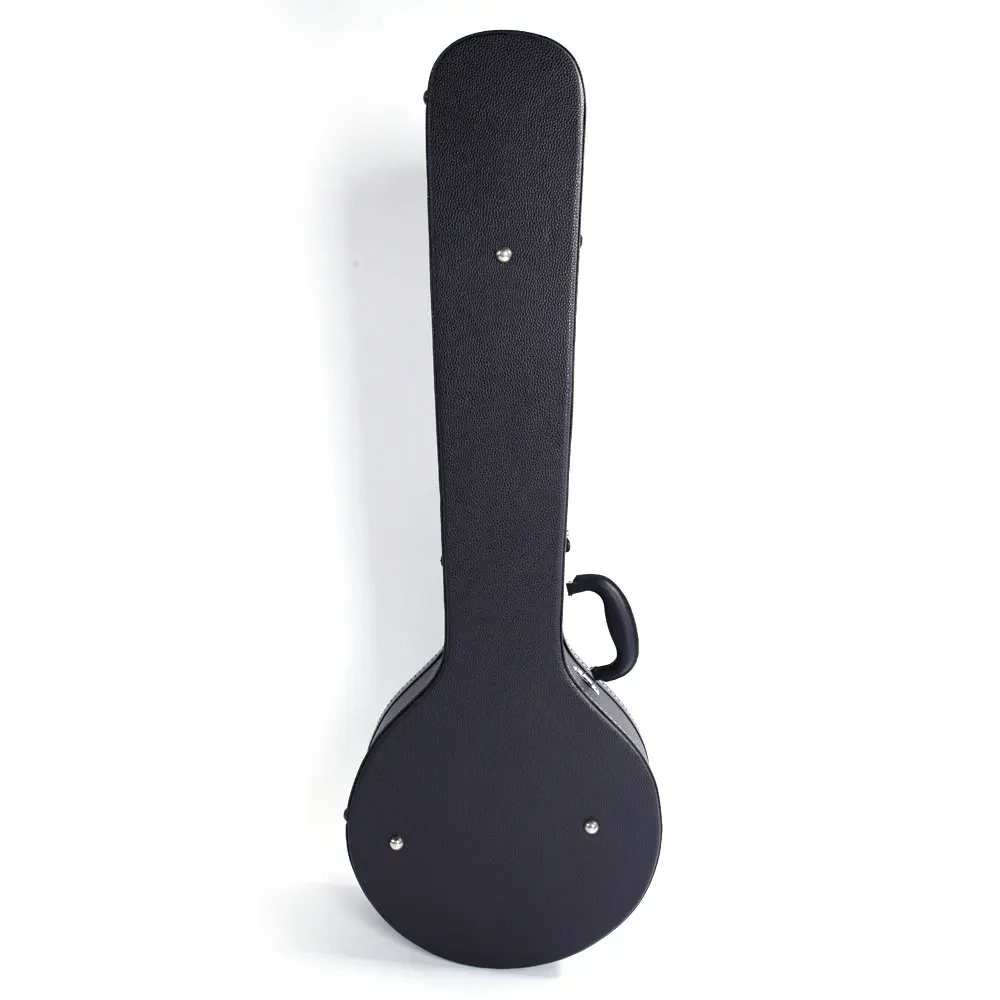 Glarry 5-string 6-string microgroove padrão couro madeira banjos caso preto-3