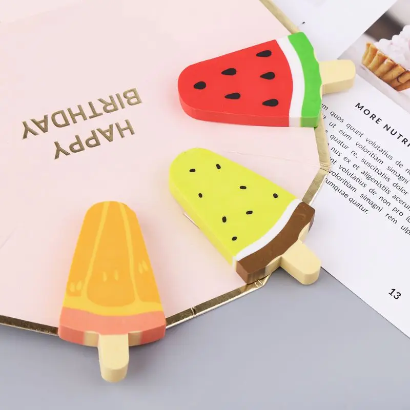 

Hot sale Funny colorful Ice Cream shape Pencil Eraser Rubber Novelty Toy For School Children Kids