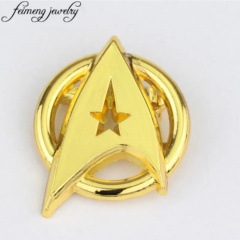 Popular Movie Star Trek Brooch Golden Pins Star Trek Costume Lapel Pin 