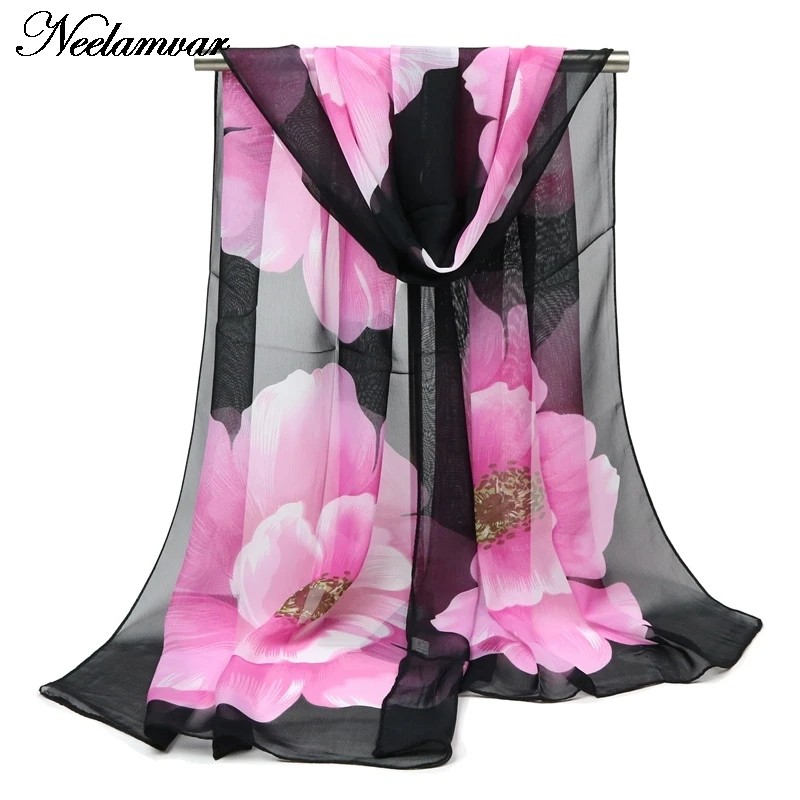 

Chiffon silk scarf 2019 scarf female summer and autumn all-match scarf long design air conditioning cape silk scarves shawl