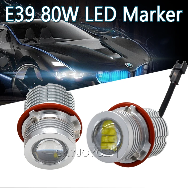 SKYJOYCE 2018 New E39 80W LED Angel Eyes 6500K White DRL Hole Ring Car Styling E39 E60 E63 E53 E65 E83 E87 160W LED Marker Kit (8)