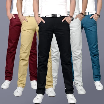 

Spring Summer Fashion Men Jeans Korean Style Simple Casual Pants Solid Color Slim Fit Youth Basic Classical Leisure Pants Men
