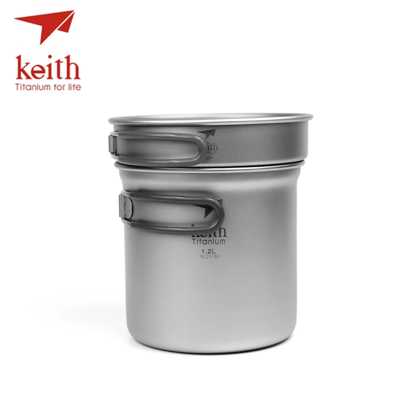 Keith 2 In1 titanio 400 ml Pan 1.2L conjunto olla mango plegable Cook Set ultraligero Camping Picnic utensilios de cocina utensilio ti6013 Keith 2 In1 titanio 400 ml Pan 1.2L conjunto olla mango plegable Cook Set ultraligero Camping Picnic utensilios de cocina utensilio ti6013