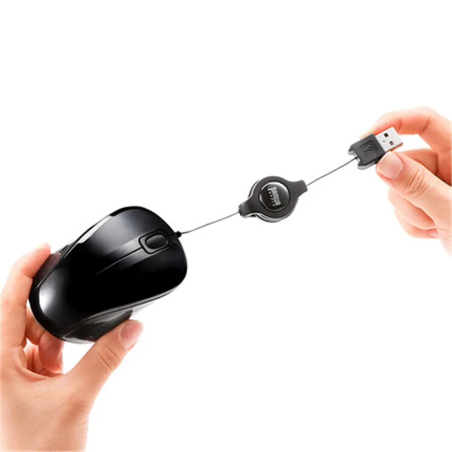 Мышь Компьютерная SANWA с выдвижным кабелем быстрая и точная мышь синим лучом со
