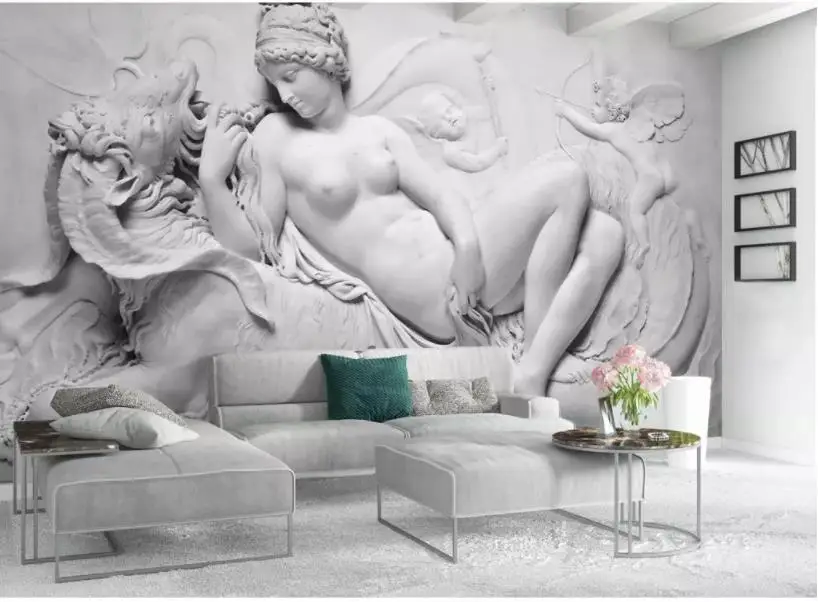 Custom Wall Mural Modern Art Painting Mural Wallpaper European 3D embossed black and white nude beauty angel background wall Custom Wall Mural Modern Art Painting Mural Wallpaper European 3D embossed black and white nude beauty angel background wall