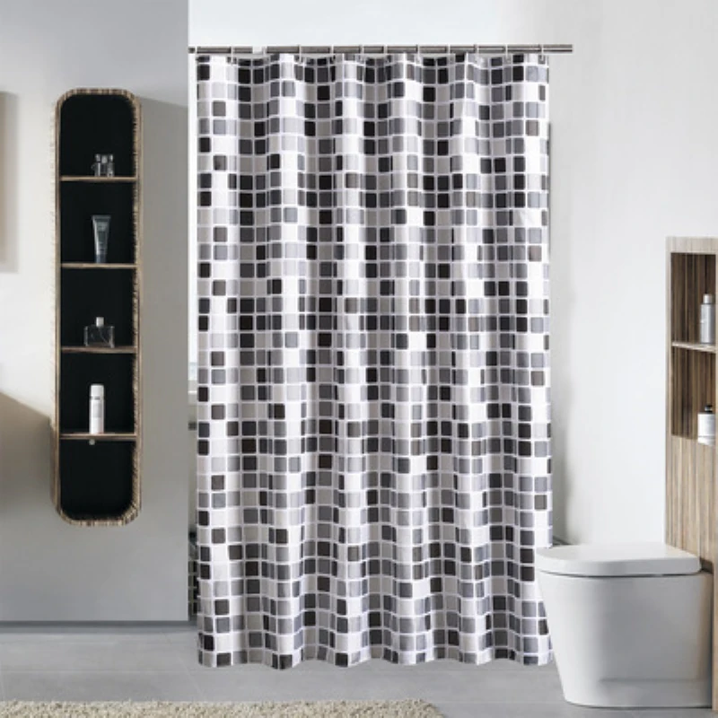 Modern Polyester Bathroom Curtain Plaid Waterproof Bath Shower Curtains
