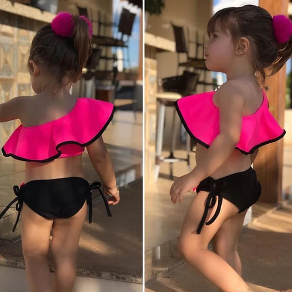 Summer Baby Girls Bikini Set Two Pieces Swimsuit Kids Ruffles Bow Swimwear Holiday Beach Style Costume Bathing Suit Clothing Set