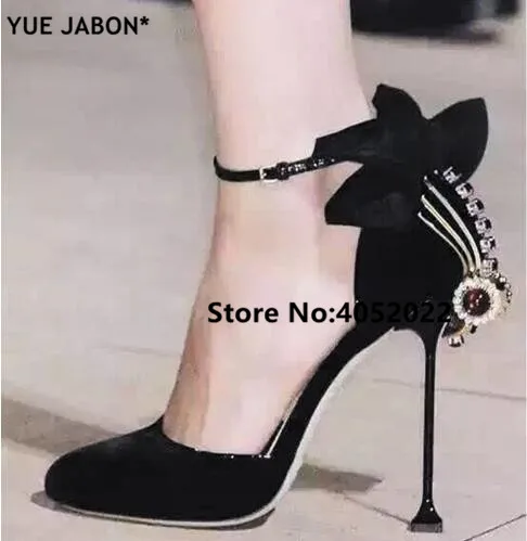 Cute Pink Fashion Women Sandals Bowtie Rhinestone Decor Ankle Wrap Pumps Summer Wedding Shoes Woman Sexy Gladiator High Heels