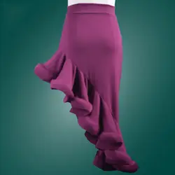 Латинская юбка для танцев женский, Черный Фиолетовый Профессиональный Сумба Танго Танцы рыбья кость юбки для взрослых практика Одежда для