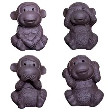 2016 New Chinese Purple Clay Tea Pet Zi Sha Cute Monkey Play Craft Kung Fu Toy 8.5